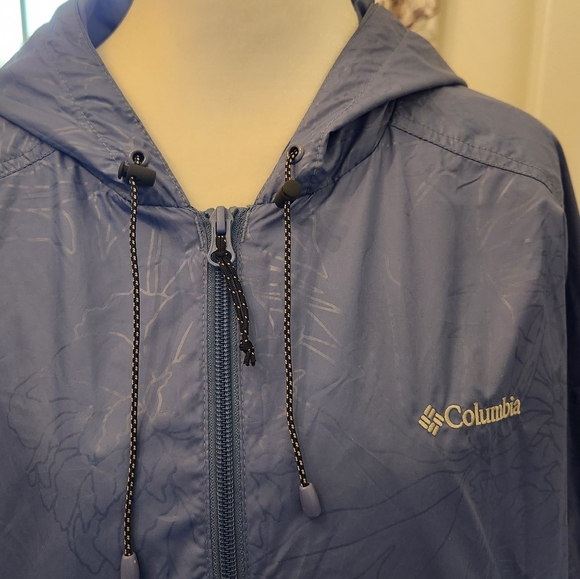 Columbia Lightweight Blue Hooded Auroras Wake Raincoat/Jacket Womens SZ 1X - Picture 12 of 16